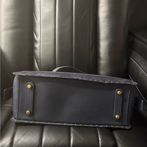 Worn 4 Times - Coach Navy Blue Leather Studded Women's Bag - Picture 3 of 3